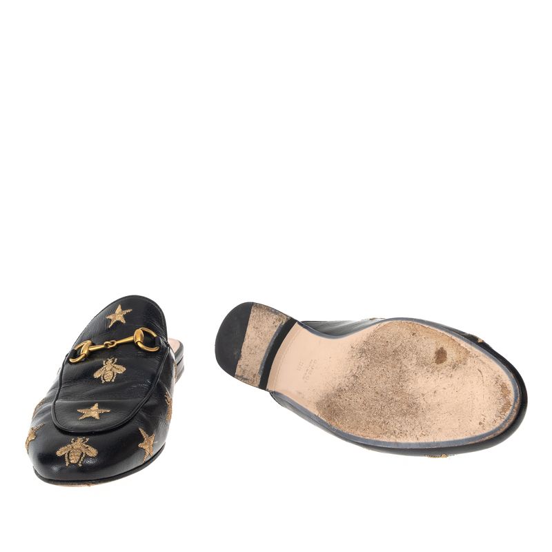 Sapato-Gucci-Princetown-Mule-Bordado-Preto