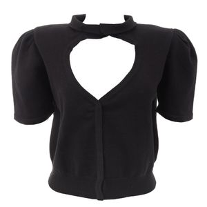 Blusa Andrea Bogosian Cropped Decote Gola Preta