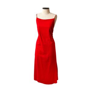 Vestido Priscilla França Linho Vermelho Alça