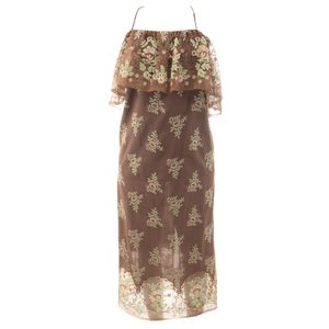 Vestido Paula Raia Gaze Rendado Marrom