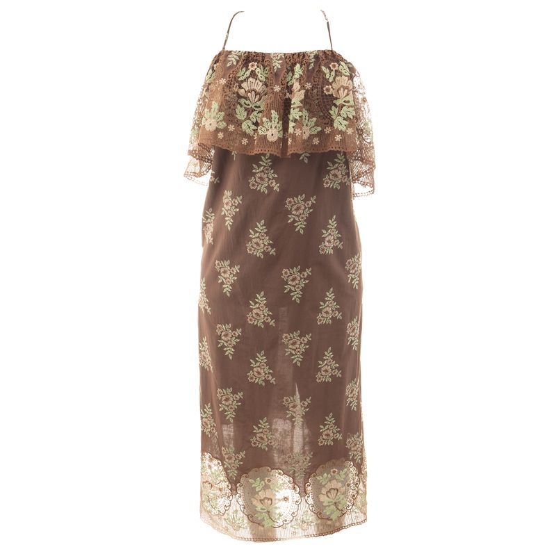 Vestido-Paula-Raia-Gaze-Rendado-Marrom