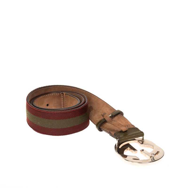 Cinto-Gucci-Interlocking-G-Verde-e-Bordo