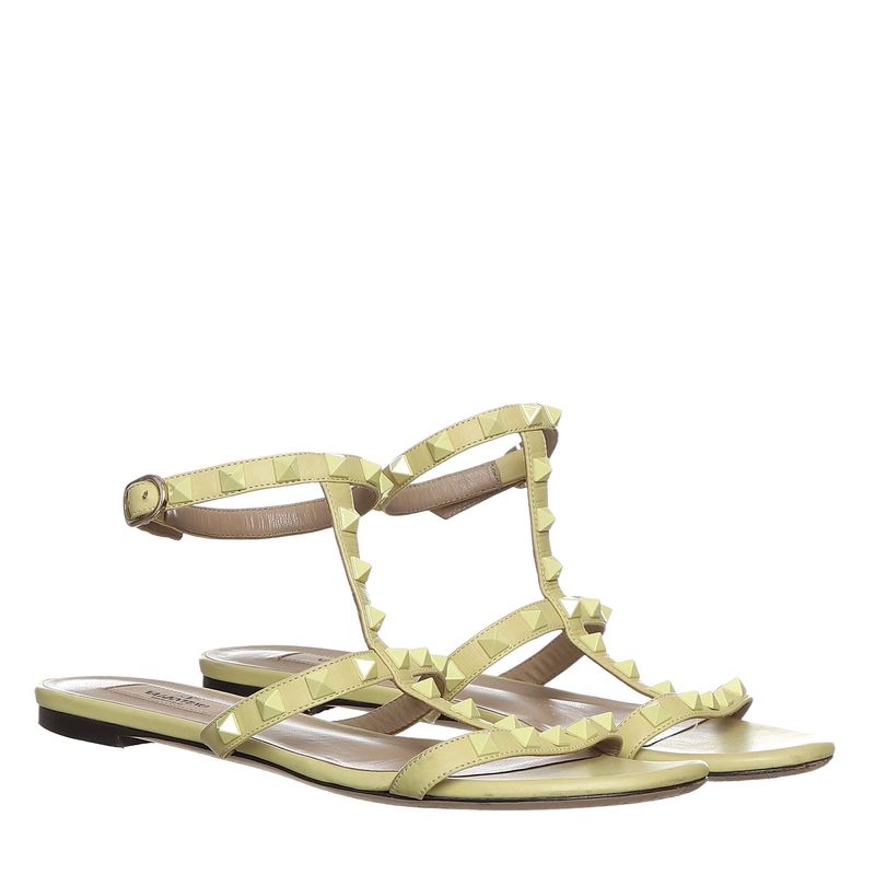 Rasteira-Valentino-Garavani-Rockstud-Amarela