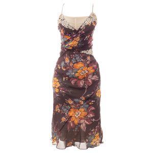 Vestido Dolce & Gabbana Seda Floral Bordô