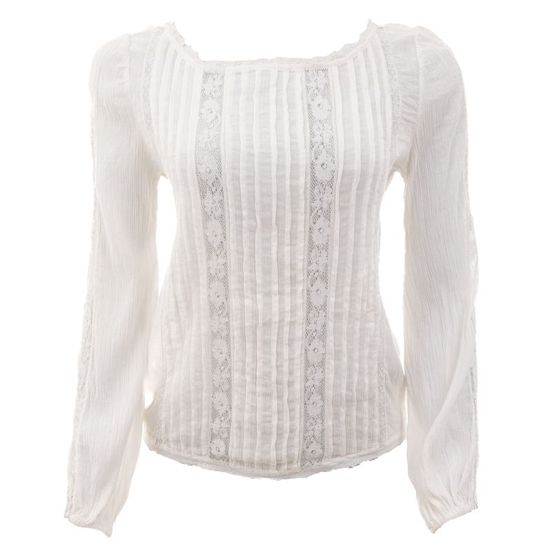 Blusa-Isabel-Marant-Manga-Longa-Algodao-e-Renda-Branca