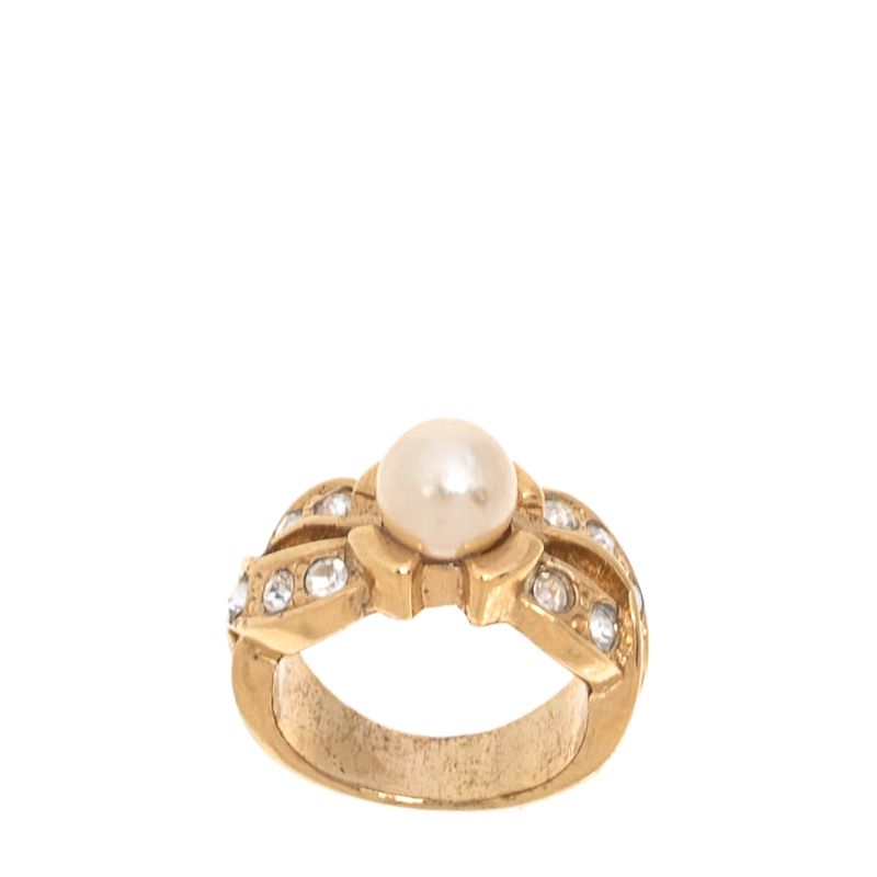 Anel-Vintage-Esfera-Perolada-Dourado