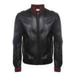 Jaqueta-Gucci-Web-Couro-Preta
