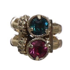 Anel Duplo Rosa e Verde