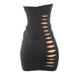Vestido Herve Leger Sem Alça Bandagem Preto