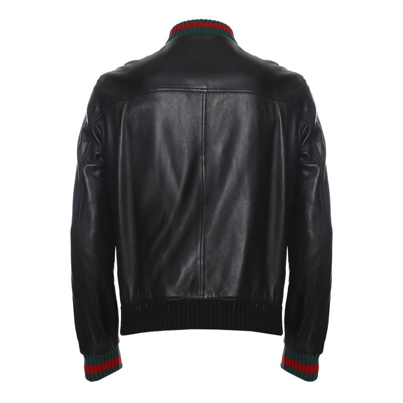 Jaqueta-Gucci-Web-Couro-Preta