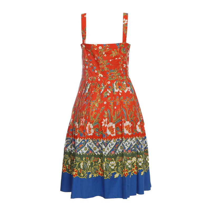 Vestido-Tory-Burch-Botoes-Estampado-Vermelho