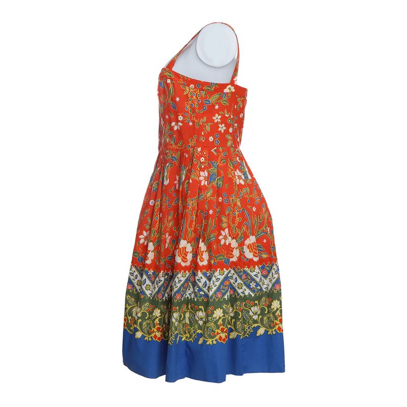 Vestido-Tory-Burch-Botoes-Estampado-Vermelho