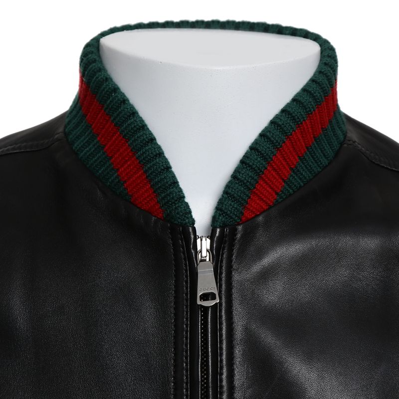 Jaqueta-Gucci-Web-Couro-Preta