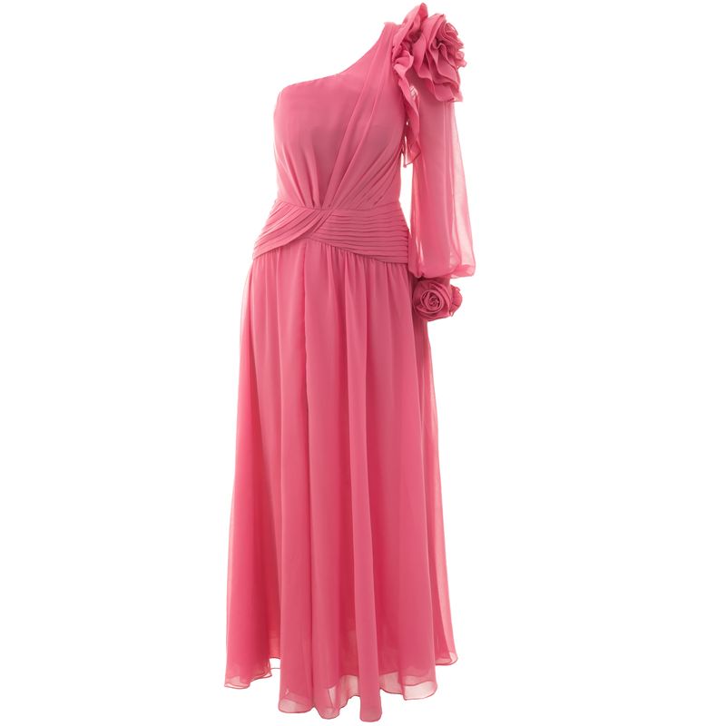 Vestido-PatBo-Iris-Longo-Manga-Unica-Rosa