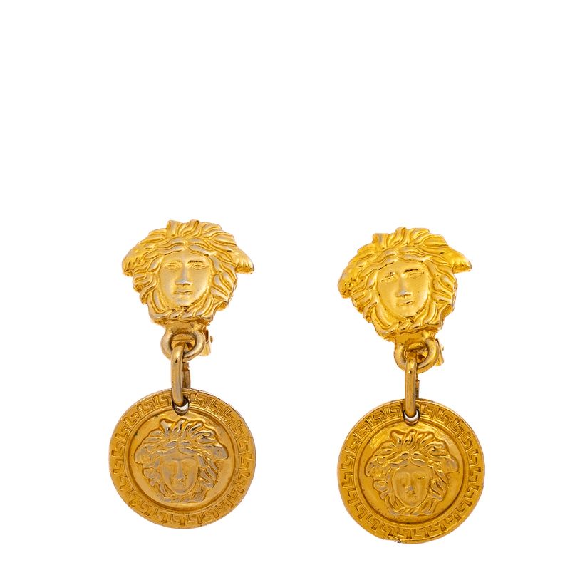 Brinco-Gianni-Versace-Vintage-Medusa-Longo-Dourado