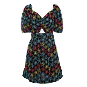 Vestido Mixed Bordado Colorido