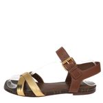 Sandalia-Louis-Vuitton-Rasteira-Dourado-e-Monograma