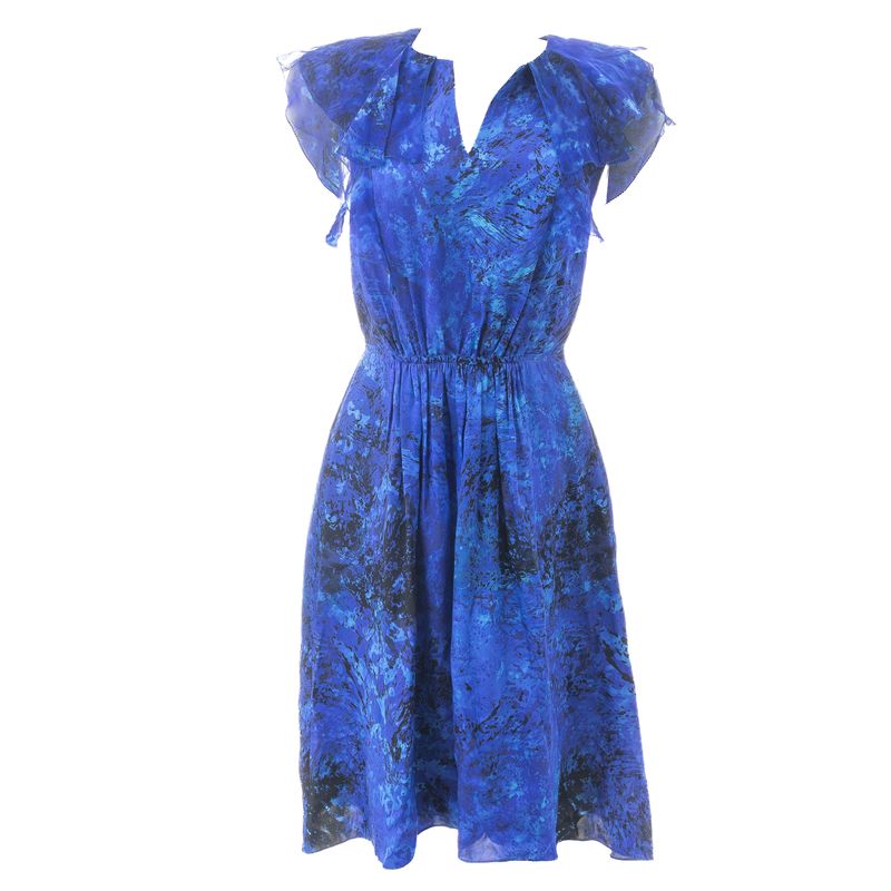Vestido-Elie-Tahari-Fluido-Estampado-Azul