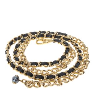 Cinto Tory Burch Corrente com Couro Preto