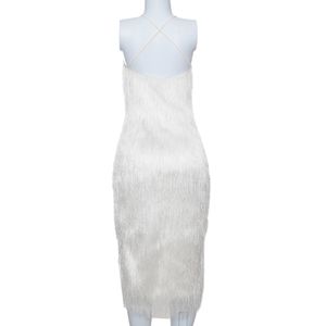 Vestido Midi Franjas Branco