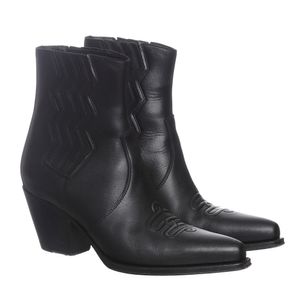 Bota Hermes Vegas Cano Baixo Couro Preta