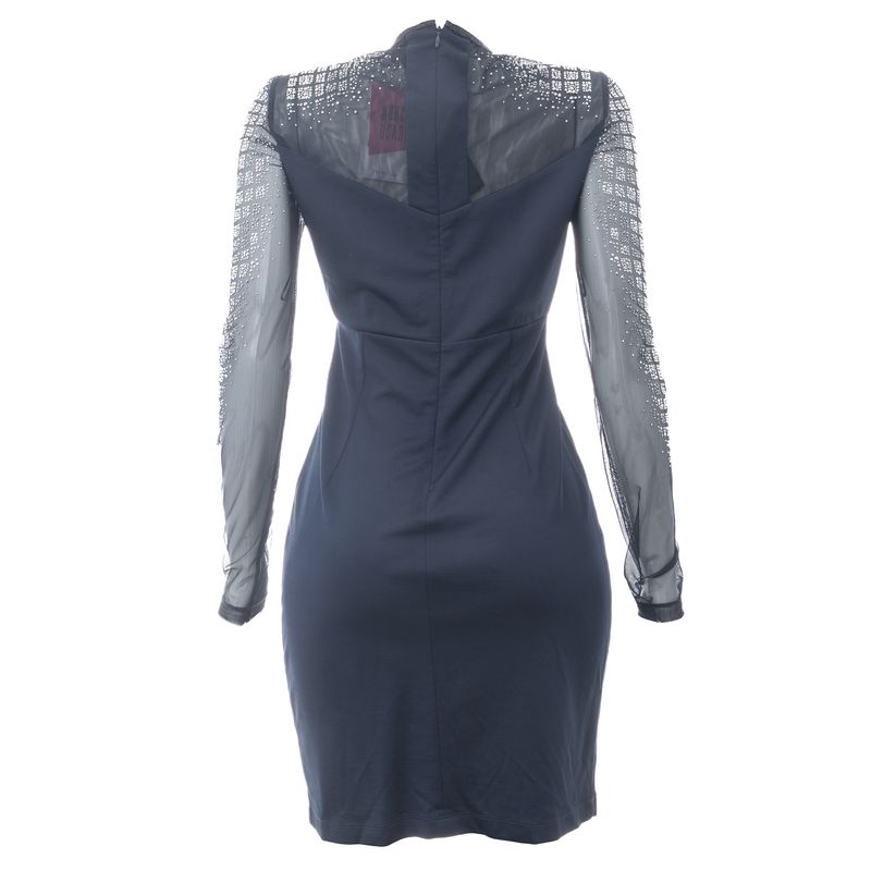 Vestido-Just-Cavalli-Manga-Longa-com-Aplicacoes-Marinho