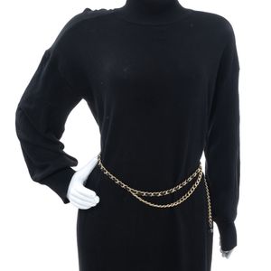 Cinto Tory Burch Corrente com Couro Preto