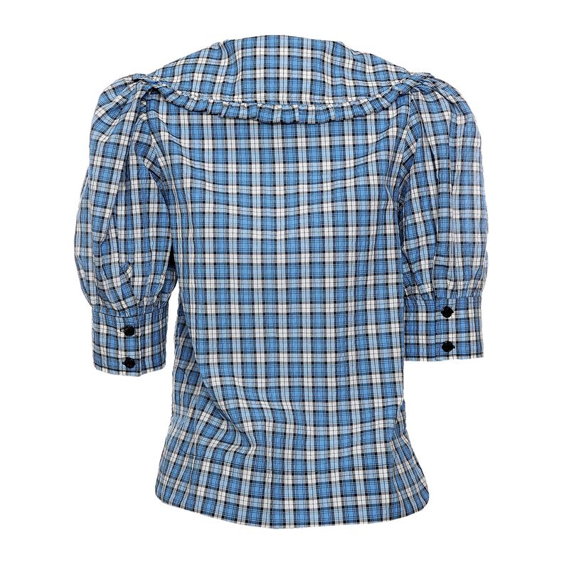 Blusa-Ganni-Xadrez-Azul