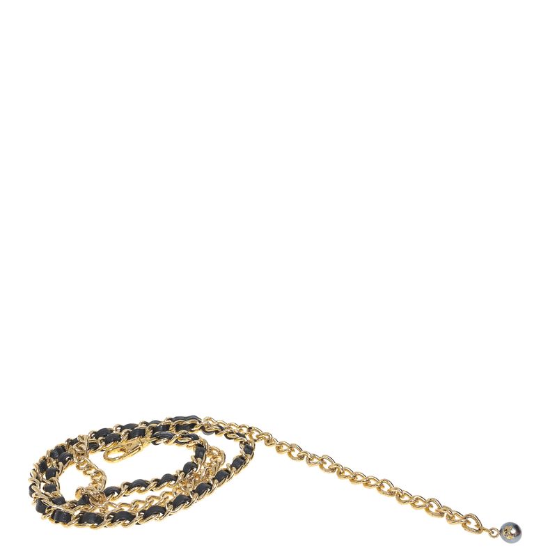 Cinto-Tory-Burch-Corrente-com-Couro-Preto