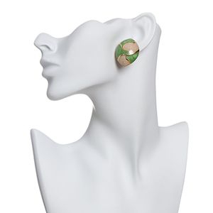 Brinco de Pressão Esmaltado Bicolor Verde