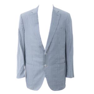 Blazer Ermenegildo Zegna Listrado Branco e Azul