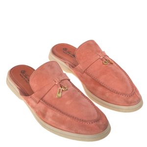 Sapato Loro Piana Mule Charms Walk Camurça Rosa