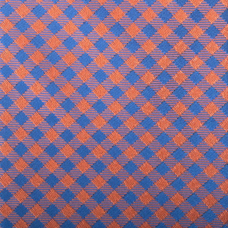 Gravata-Michael-Kors-Xadrez-Azul-e-Laranja