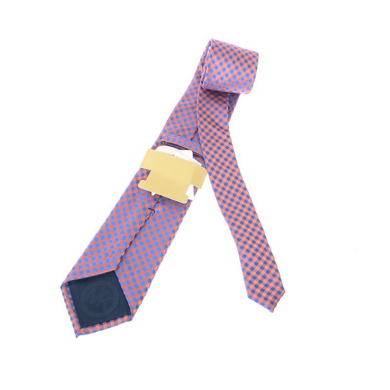 Gravata-Michael-Kors-Xadrez-Azul-e-Laranja