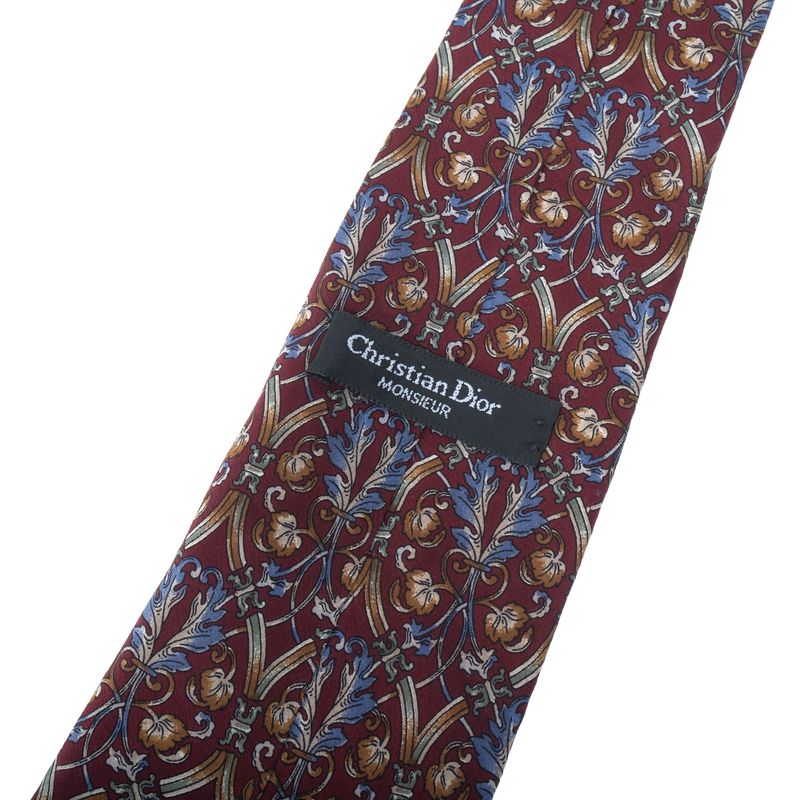 Gravata-Christian-Dior-Plantas-e-Arabescos-Vinho-Vintage