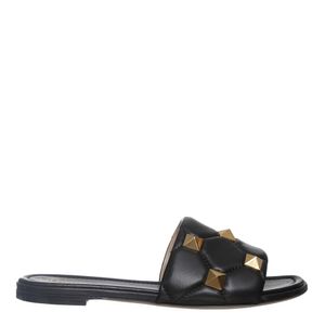 Sandália Valentino Garavani Rasteira Roman Stud Preta