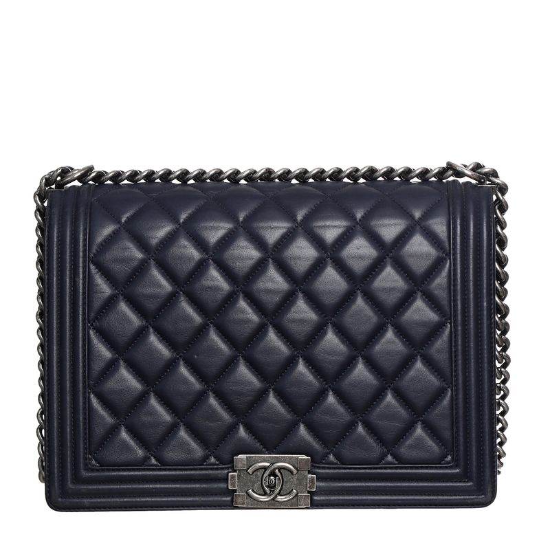 Bolsa-Chanel-Boy-Grande-Couro-Azul-Marinho
