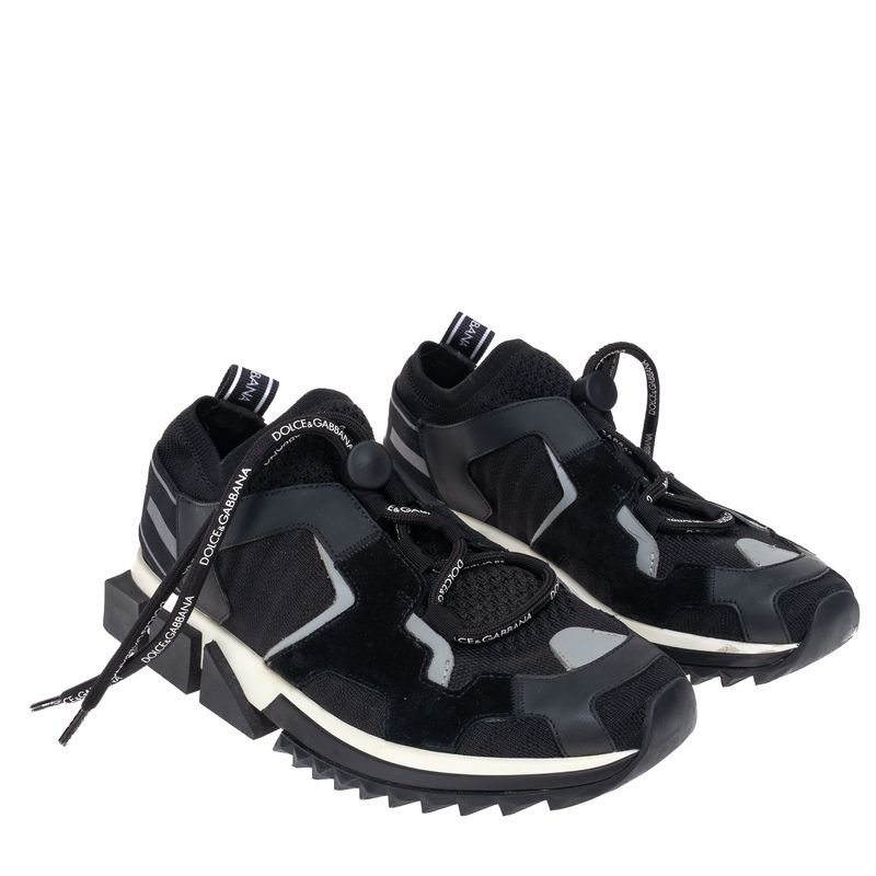 Tenis-Dolce---Gabbana-Tecido-e-Couro-Preto-