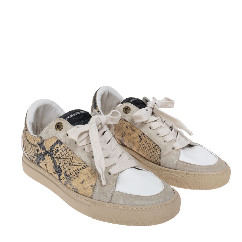 Tenis-Zadig---Voltaire-em-Couro-Exotico-e-Camurca-