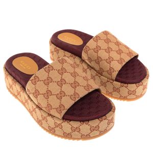 Sandália Gucci Slide Plataforma Monograma