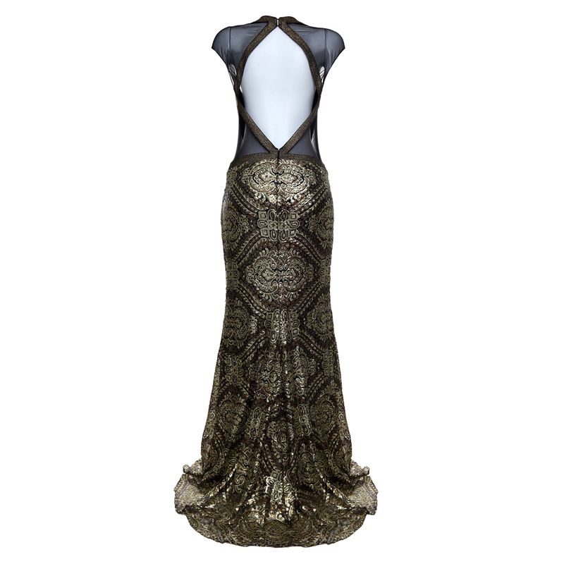 Vestido-Badgley-Mischka-Paete-Dourado