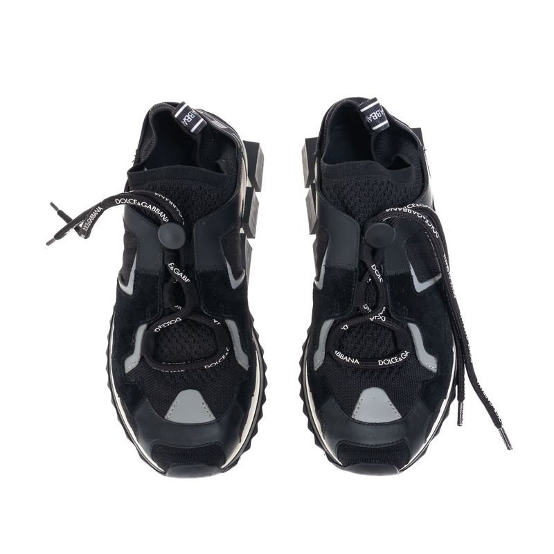 Tenis-Dolce---Gabbana-Tecido-e-Couro-Preto-