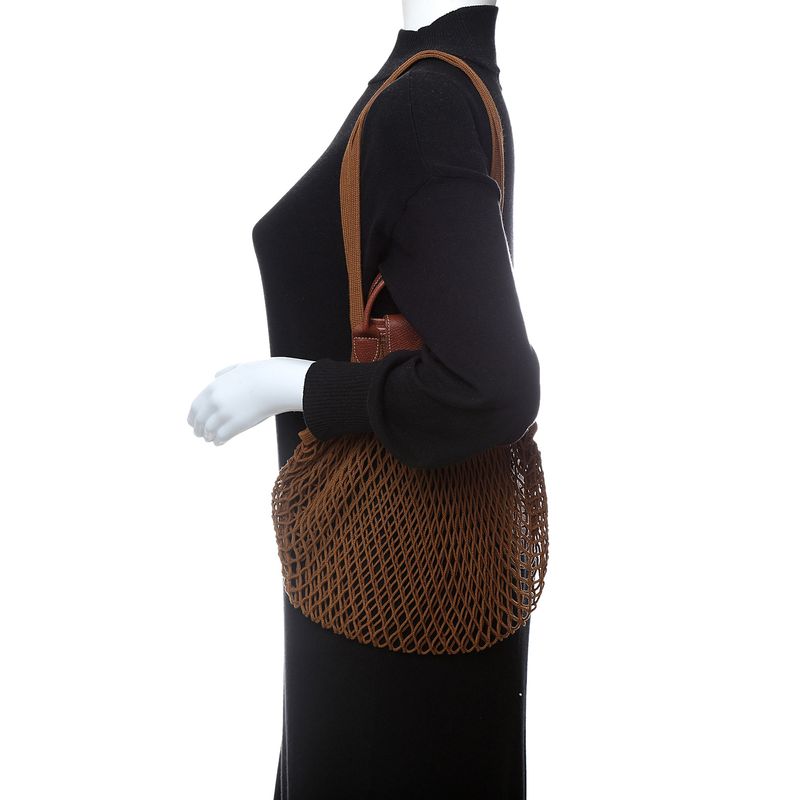 Bolsa-Longchamp-Le-Pliage-Mesh-Caramelo
