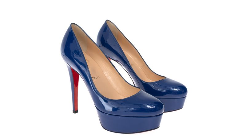 Sapato de Salto Christian Louboutin Bianca 120 Verniz Azul