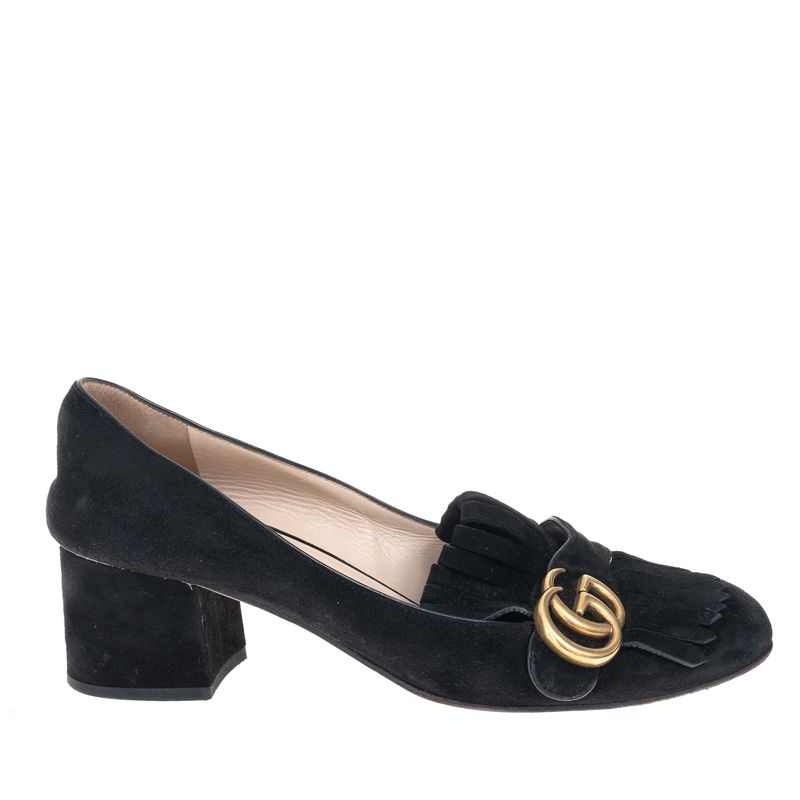 Sapato-Gucci-Franja-Double-G-Camurca-Preto