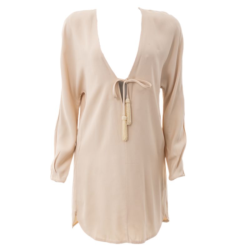 Vestido-Cris-Barros-Tassel-Bege