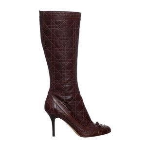 Bota Christian Dior Couro Marrom Cano Alto
