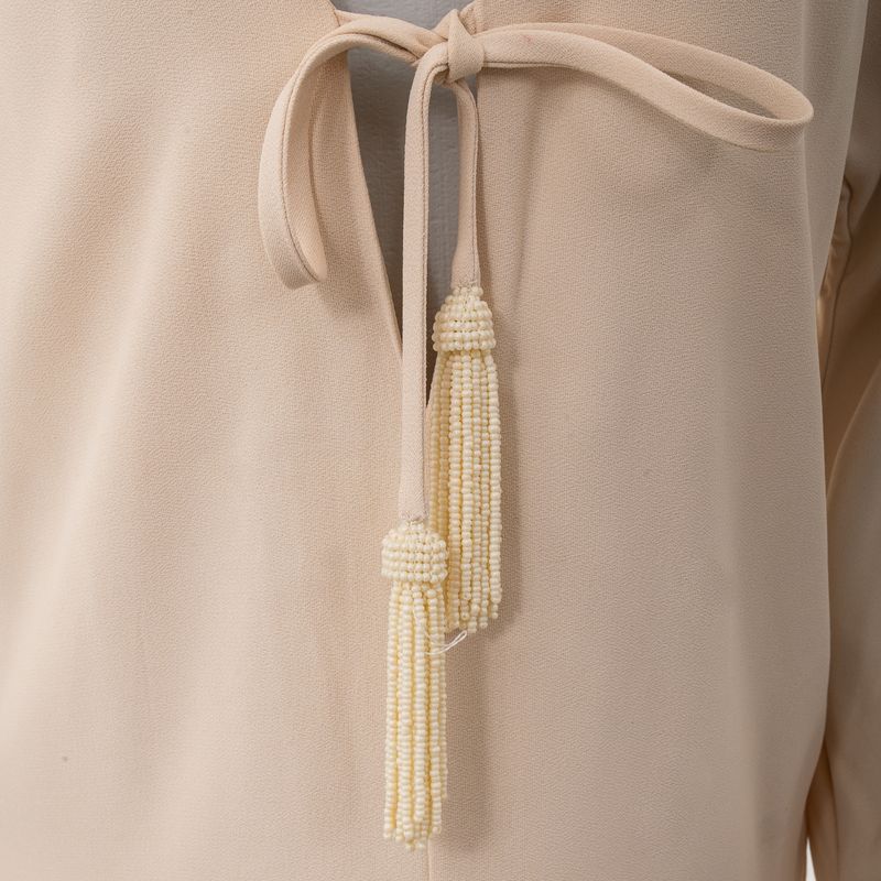 Vestido-Cris-Barros-Tassel-Bege
