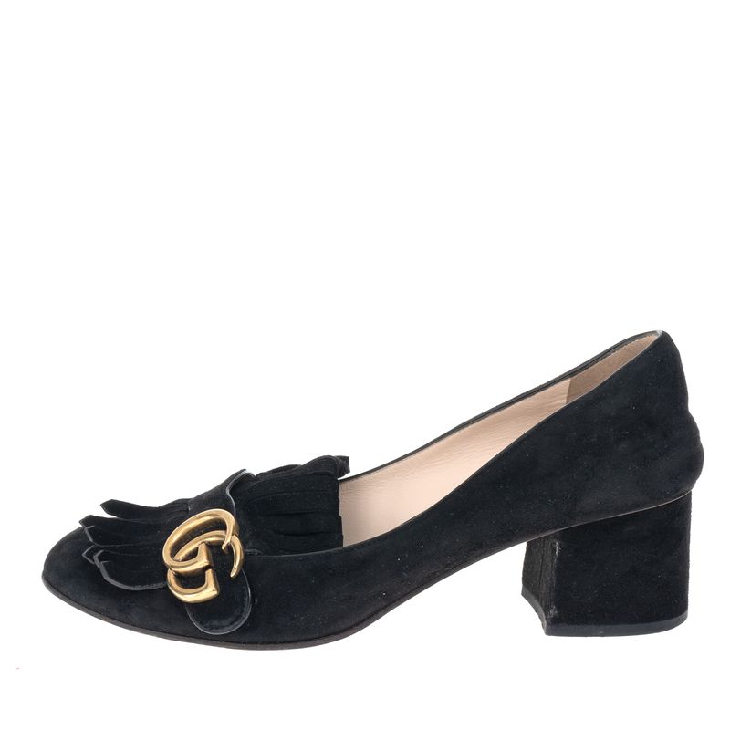 Sapato-Gucci-Franja-Double-G-Camurca-Preto