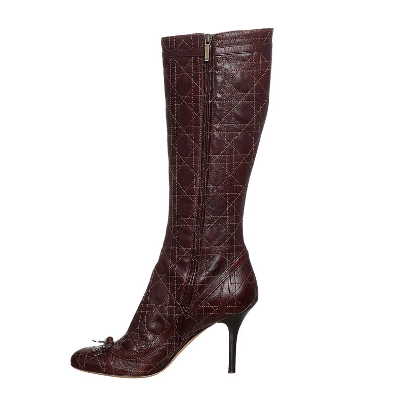 Bota-Christian-Dior-Couro-Marrom-Cano-Alto